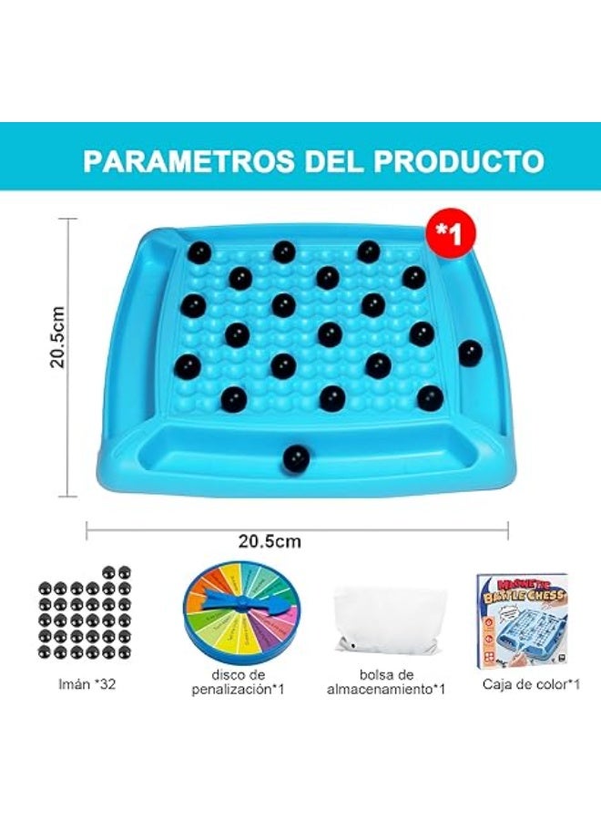 لعبة شطرنج مغناطيسية - 4 لاعبين، للأعمار من 6 سنوات فما فوق، استراتيجية، بطابع الشطرنج، أحجار مغناطيسية، متعددة اللاعبين، سهلة التخزين - Image 3
